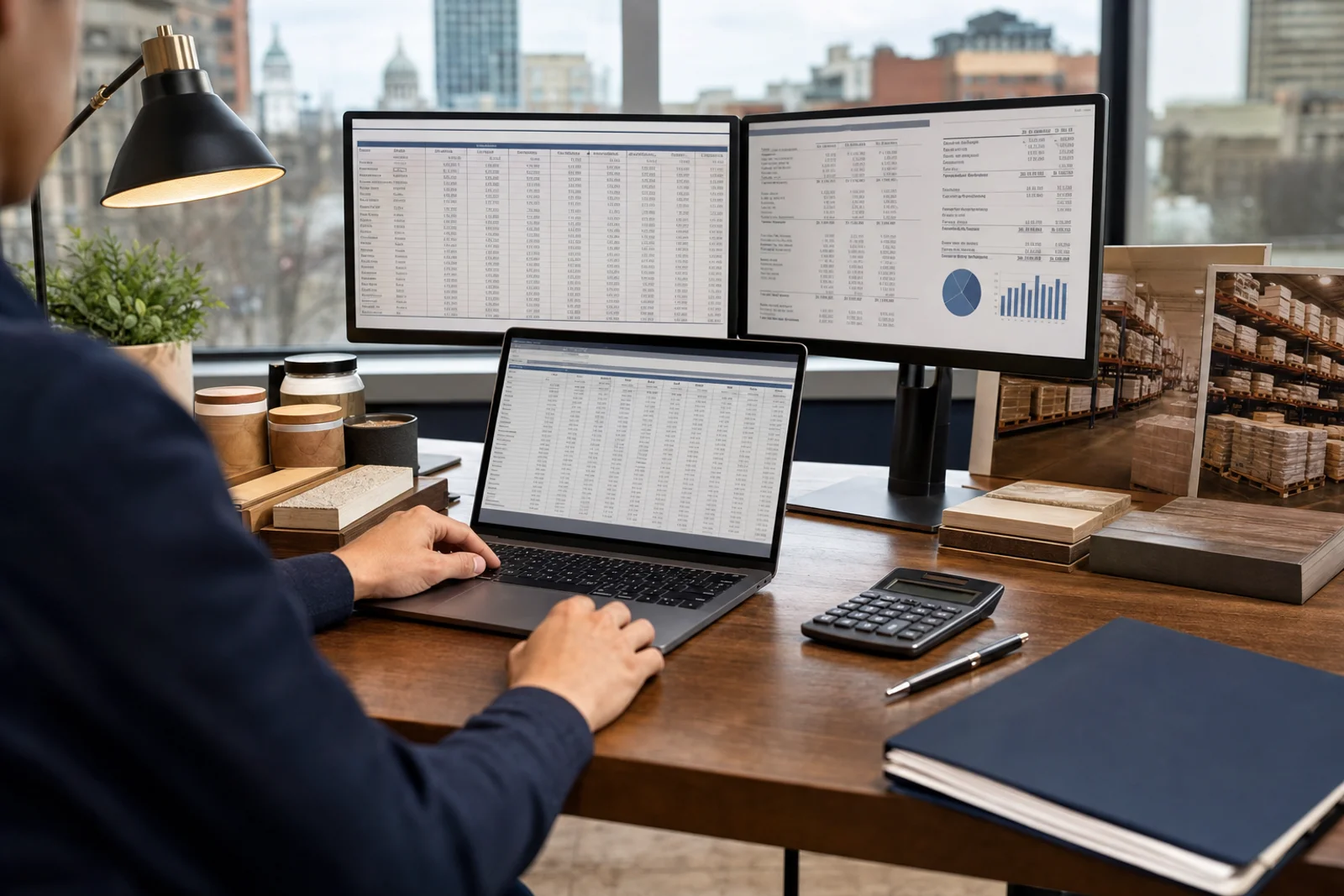 Accountant reviewing inventory valuation methods and financial statements for Indiana business