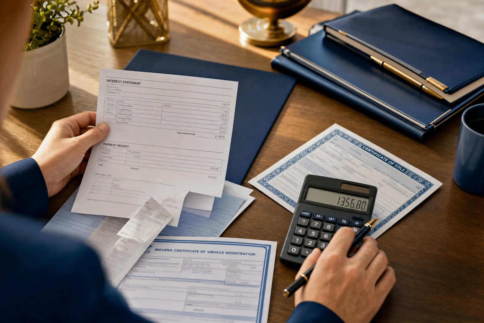 Organizing car loan interest documents for Indiana 2026 vehicle interest deduction