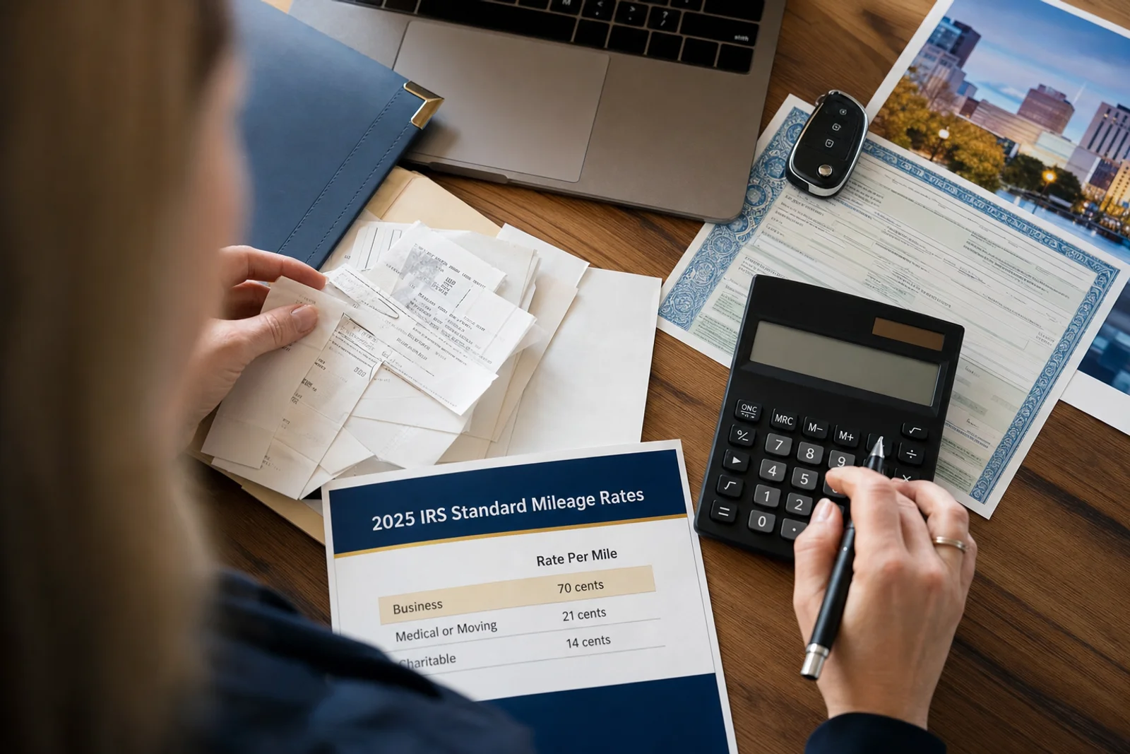 Organizing business mileage records and IRS rate documentation for Indiana tax preparation