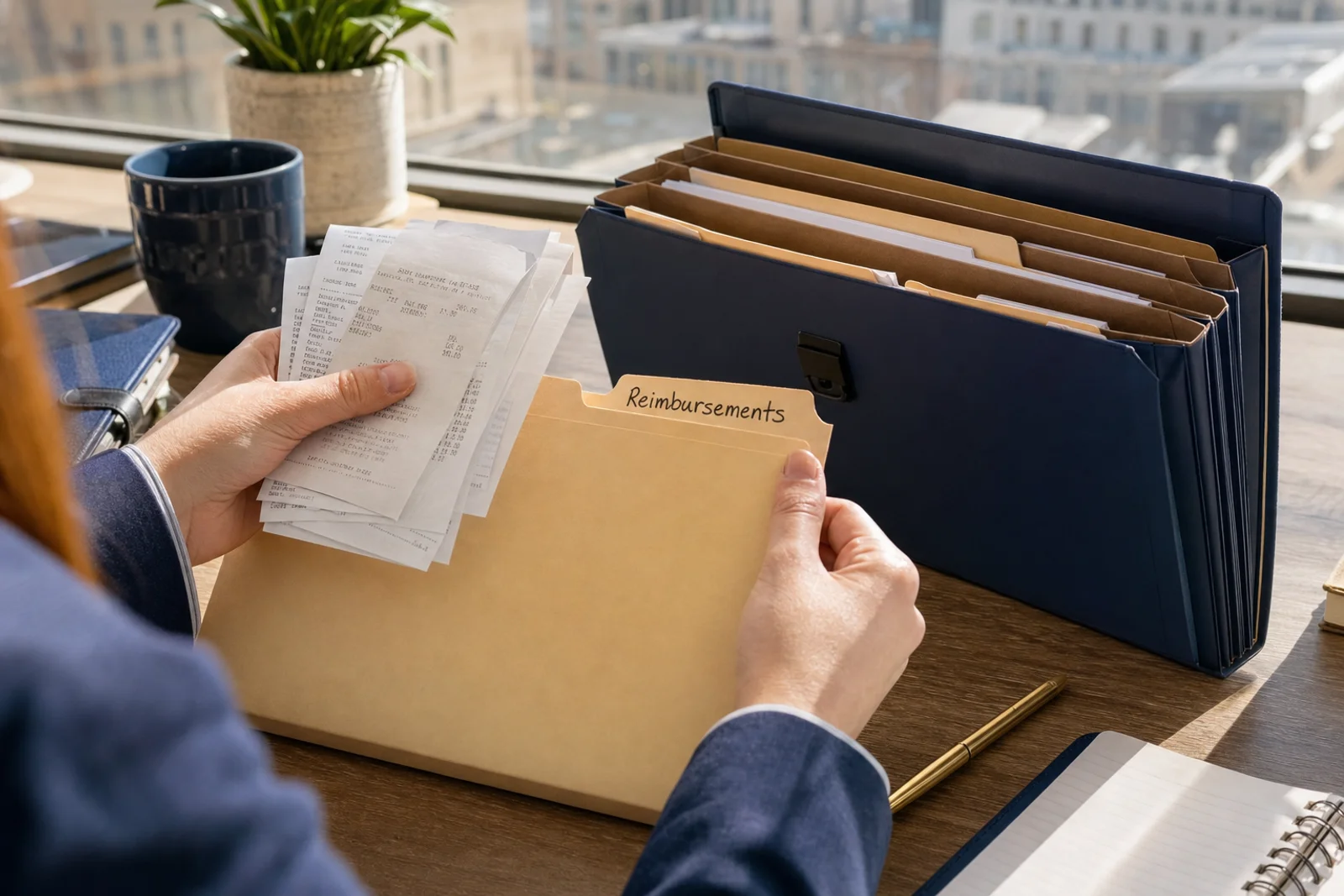 Organizing business expense receipts for accountable reimbursement plan in Fort Wayne CPA office